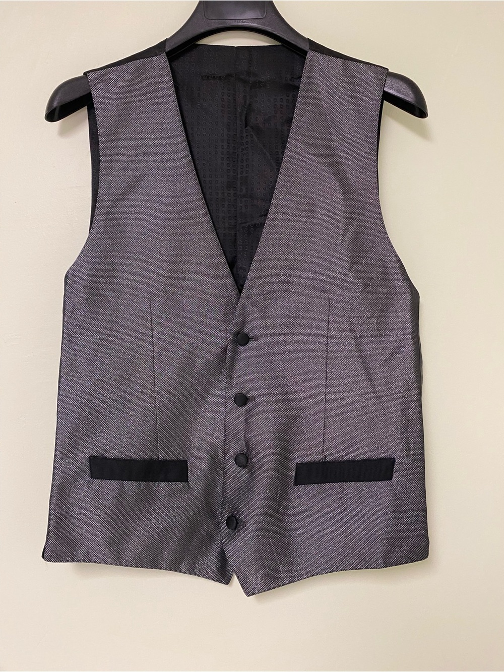 Dolce & Gabbana Silver-Gray Textured Mens Dress Vest